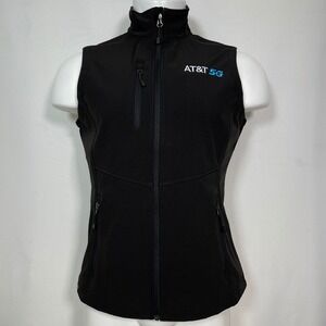 AT&T 5G Storm Creek Softshell Full Zip Fleece Lined Black Vest Women's MEDIUM